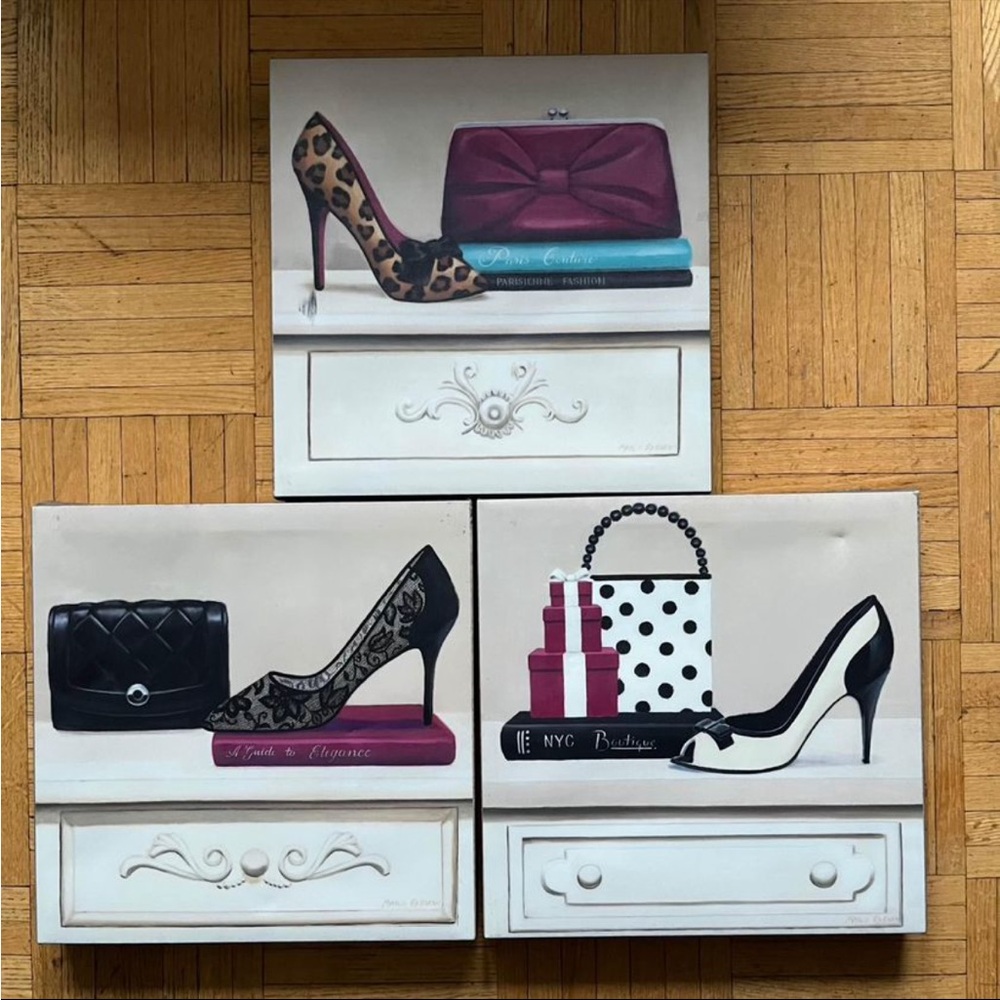Fashion Decor, Set of 3 - Shoe paintings